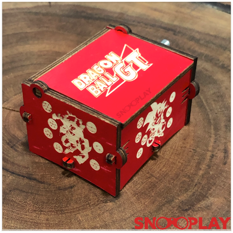 The closed image of the original hand cranked musical box that plays the well known tune of Dragon Ball GT.