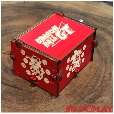 The closed image of the original hand cranked musical box that plays the well known tune of Dragon Ball GT.
