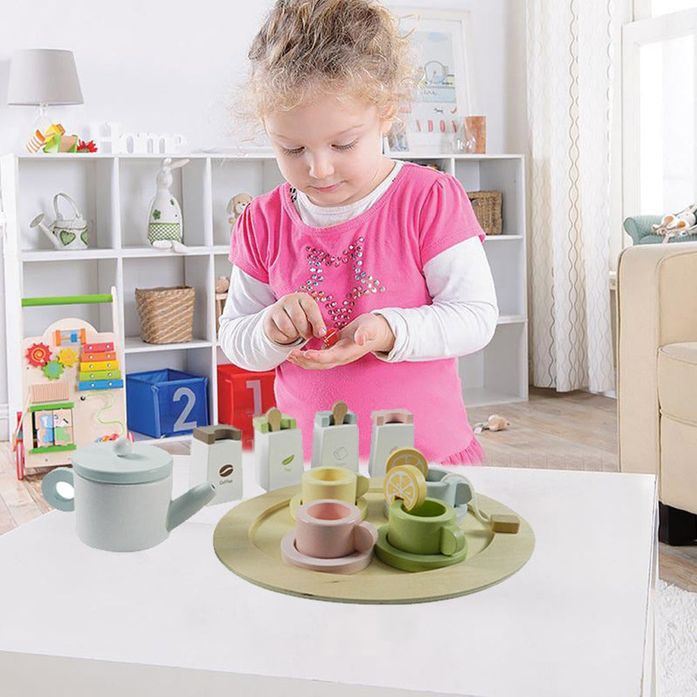 Wooden Tea Set for kids | Tea Party Set for Toddlers 20pcs Playset Pretend Play Tea Set Toy