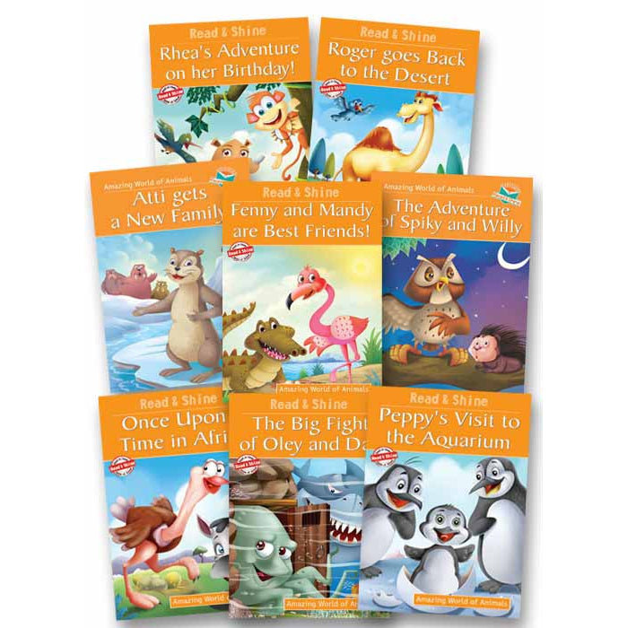 Set of 8 Self Reading Amazing Animal Story Books for Children