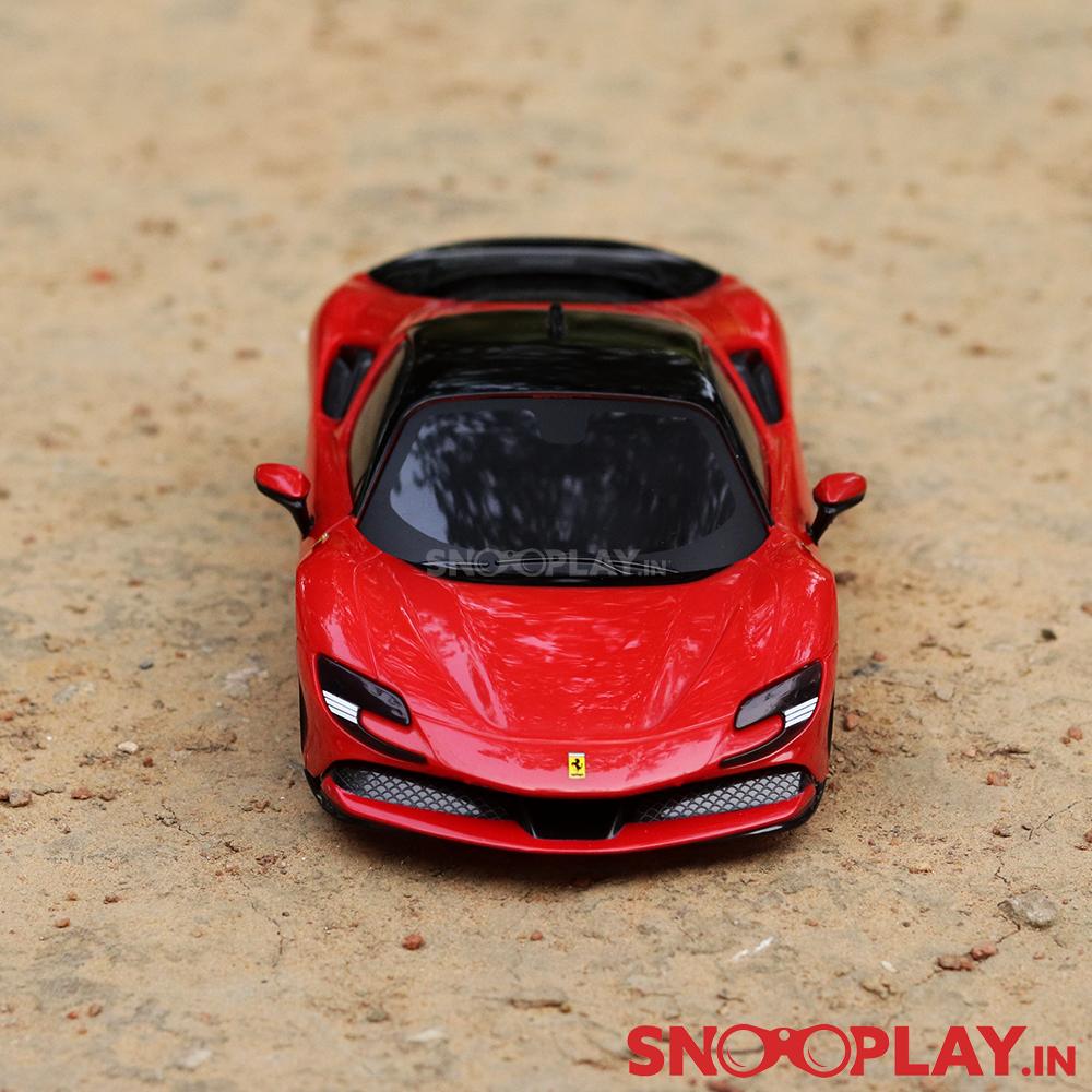 The top view of the red coloured stylish Ferrari SF90 Stradale remote control car, perfect for all the supercar collectors.
