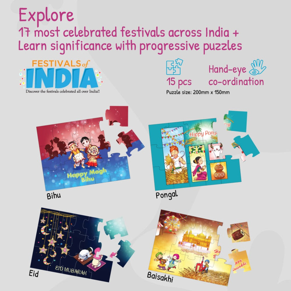 17 in 1 Festivals of India + Heroic Knights The Castle Saviour Puzzles For Kids