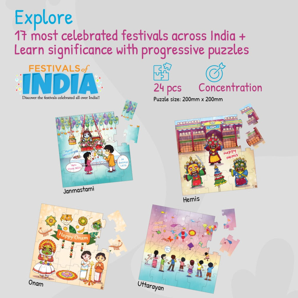 17 in 1 Festivals of India + Heroic Knights The Castle Saviour Puzzles For Kids