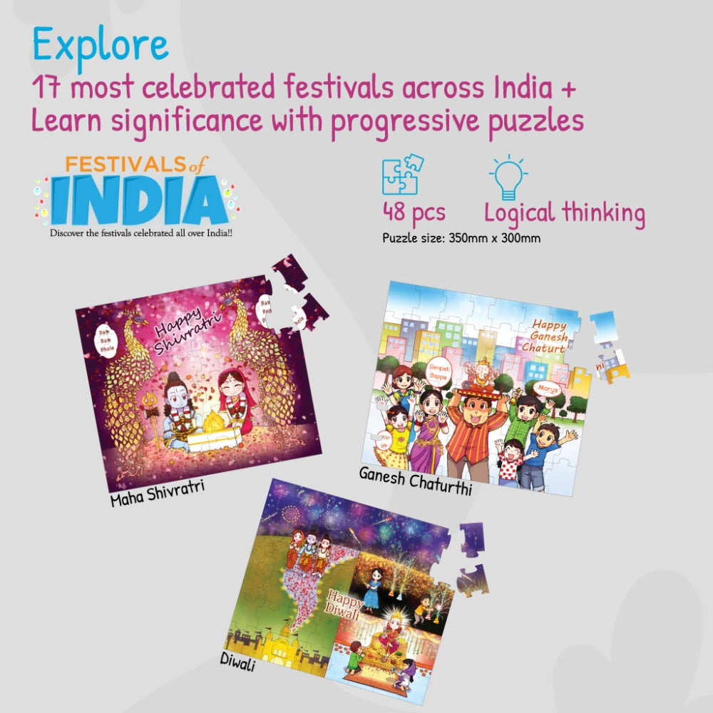 17 in 1 Festivals of India + Heroic Knights The Castle Saviour Puzzles For Kids