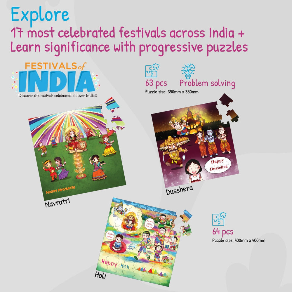 17 in 1 Festivals of India + Heroic Knights The Castle Saviour Puzzles For Kids