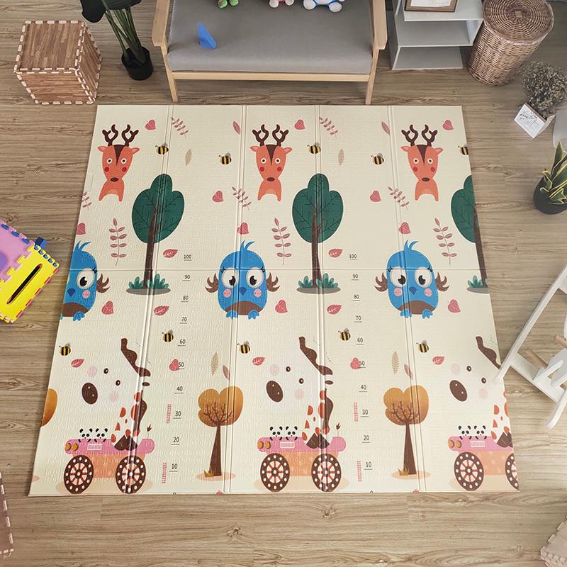 Deer-Owl Cartoon Non-toxic Printed Reversible Foldable Double Sided Baby Crawling Floor Mat