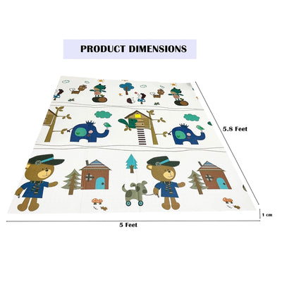 Postman Bear Cartoon Non-toxic Printed Reversible Foldable Double Sided Baby Crawling Floor Mat