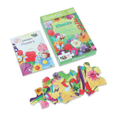 Flowers Jigsaw Puzzle for Kids - (24 Piece + Educational Fun Fact Book Inside)