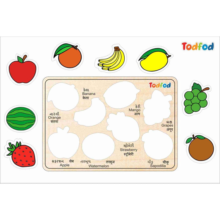 Wooden Fruits Puzzle Toy for Kids & Children, 8 Pcs Fruits Shape Matching Learning Educational Puzzle Toys with Knob, Board Games