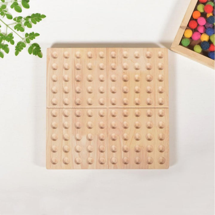 Hundred board with Wool Balls - hundred frame - 100 board - counting board - Montessori toy - math manipulative