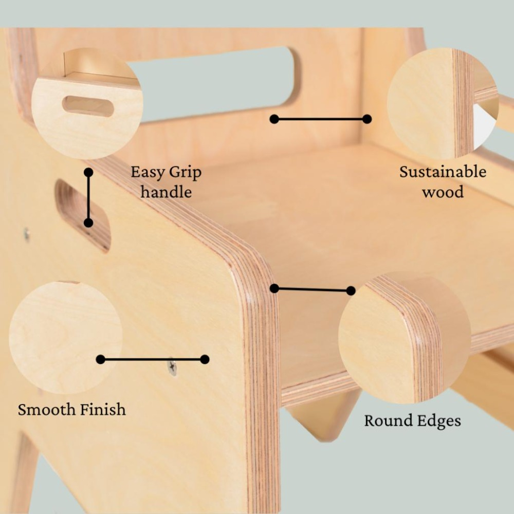 Adjustable Montessori Weaning Chair | Kids Montessori Furniture - Birch Ply