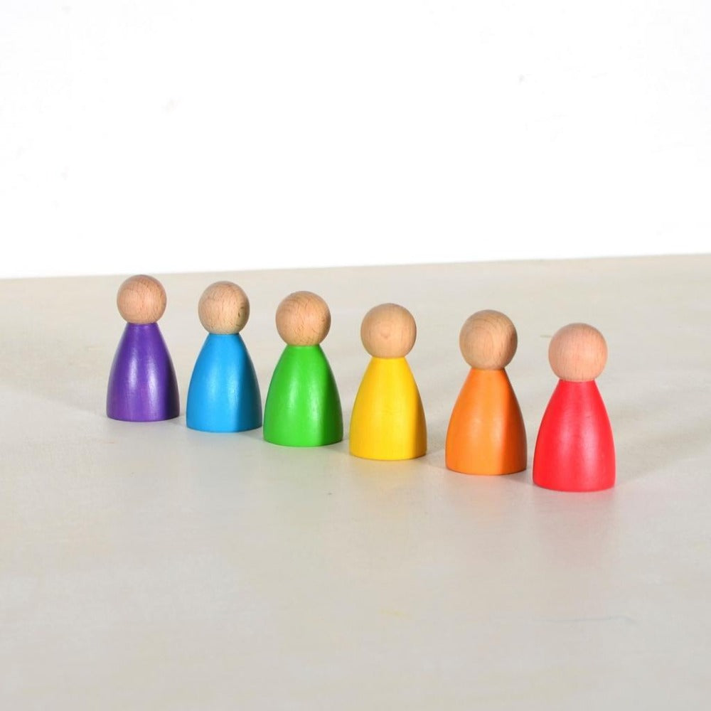 6 Rainbow Peg Dolls Set