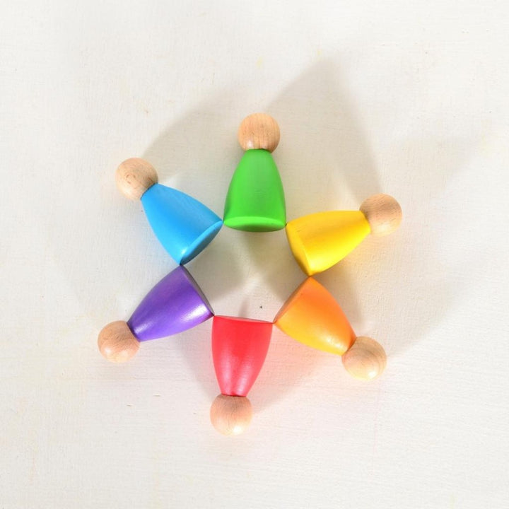 6 Rainbow Peg Dolls Set