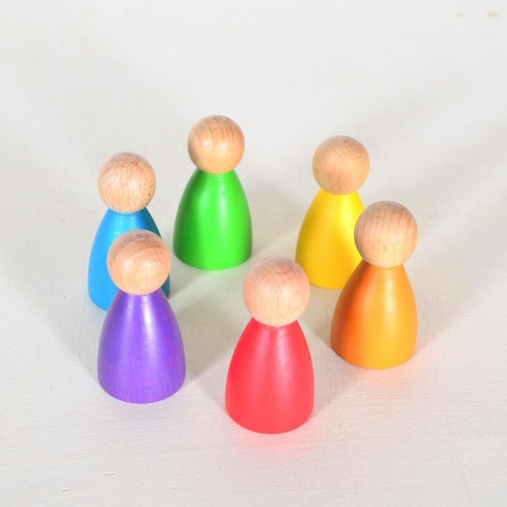 6 Rainbow Peg Dolls Set