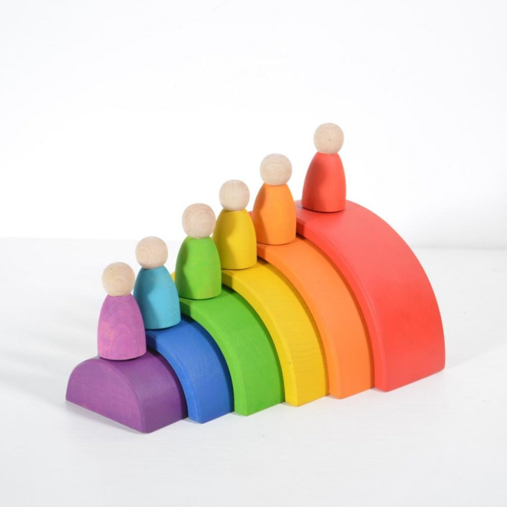 6 Rainbow Peg Dolls Set