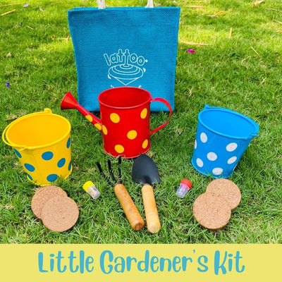 Gardening Tools for Kids - 2 Wooden Tools with a Mini Water Sprinkler can