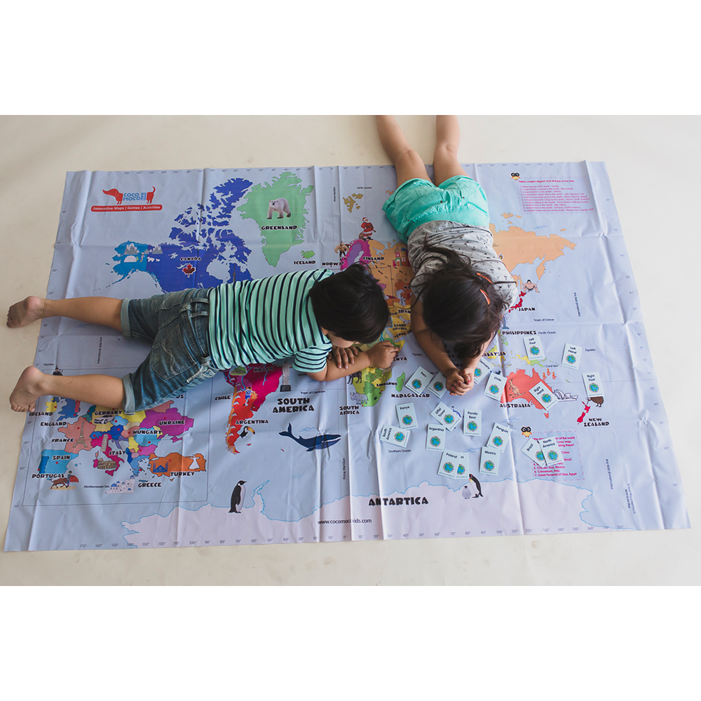 Giant World Map for Kids- Active Play Game