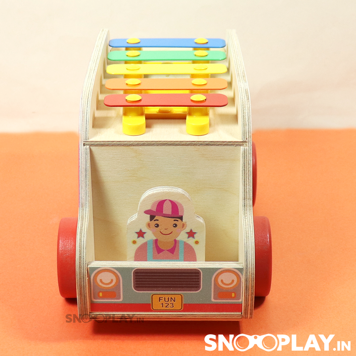 Colorful Wooden Food Truck Toy (with wooden blocks and xylophone)