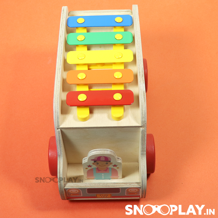 Colorful Wooden Food Truck Toy (with wooden blocks and xylophone)