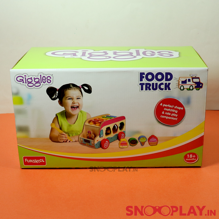 Colorful Wooden Food Truck Toy (with wooden blocks and xylophone)