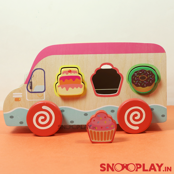 Colorful Wooden Food Truck Toy (with wooden blocks and xylophone)