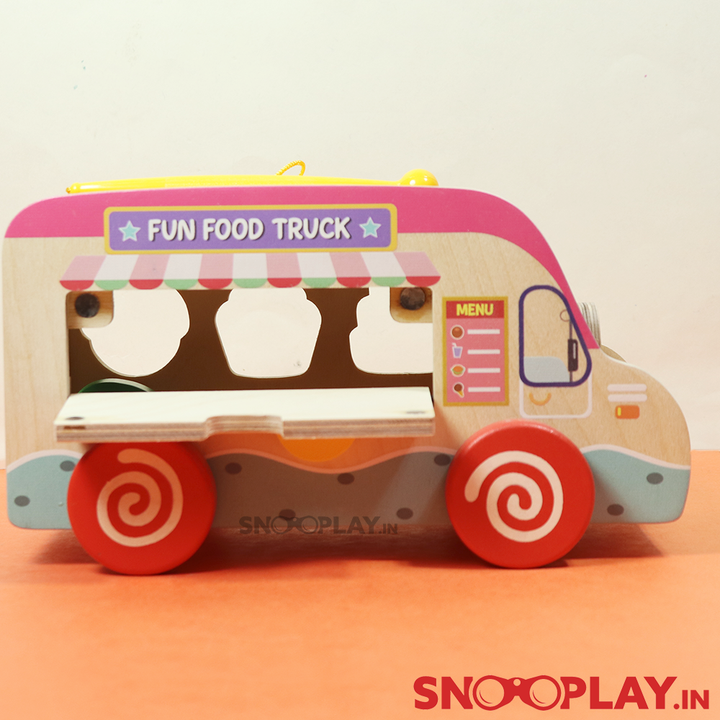 Colorful Wooden Food Truck Toy (with wooden blocks and xylophone)