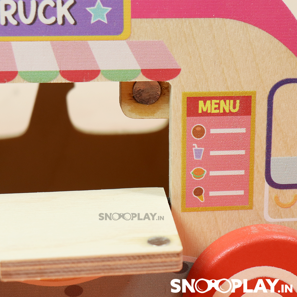 Colorful Wooden Food Truck Toy (with wooden blocks and xylophone)