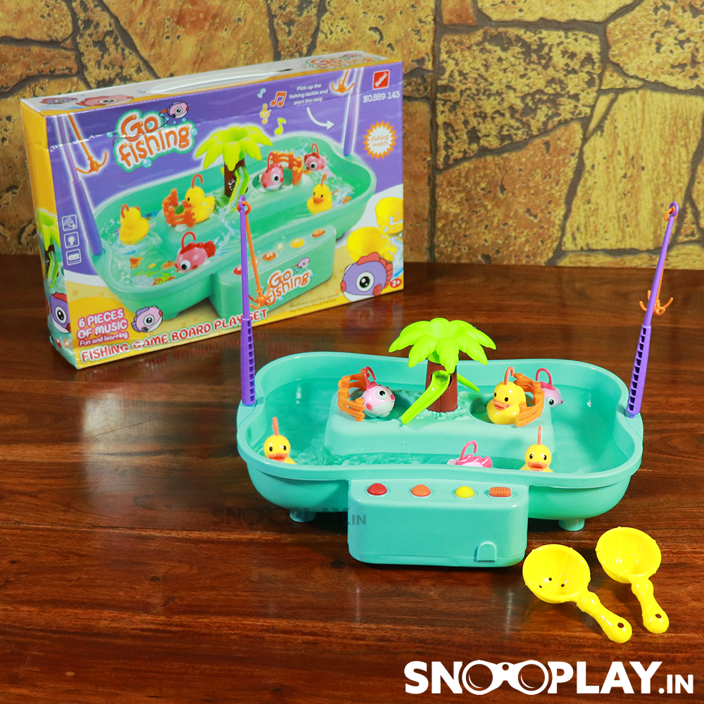 Buy Fishing Game Play Set (Go Fishing) Electronic Toy Indoor Game For Kids  – Snooplay