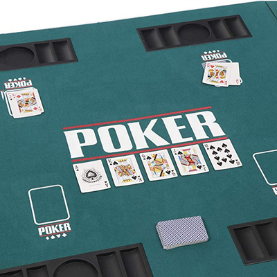 Four-Foldable Green Poker Table Mat with Black Carrying Bag