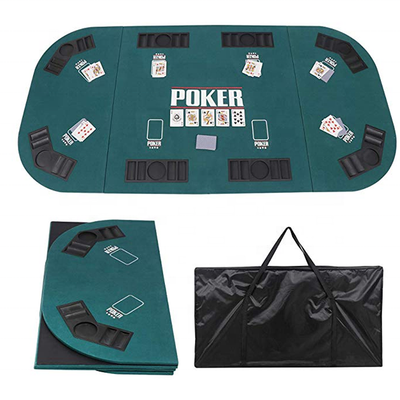 Four-Foldable Green Poker Table Mat with Black Carrying Bag