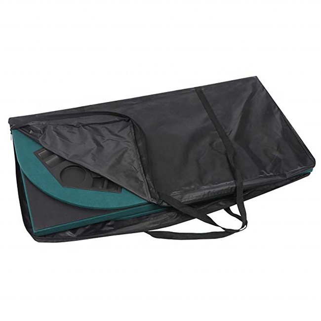 Four-Foldable Green Poker Table Mat with Black Carrying Bag