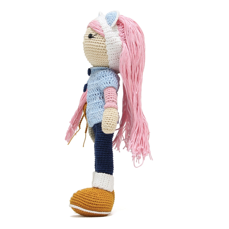 Amigurumi Soft Toy- Handmade Crochet- Cat Ears Doll (Style Girl)