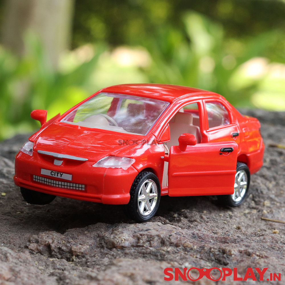 The aerial view of the honda city toy car, with opening doors for decor purposes. 