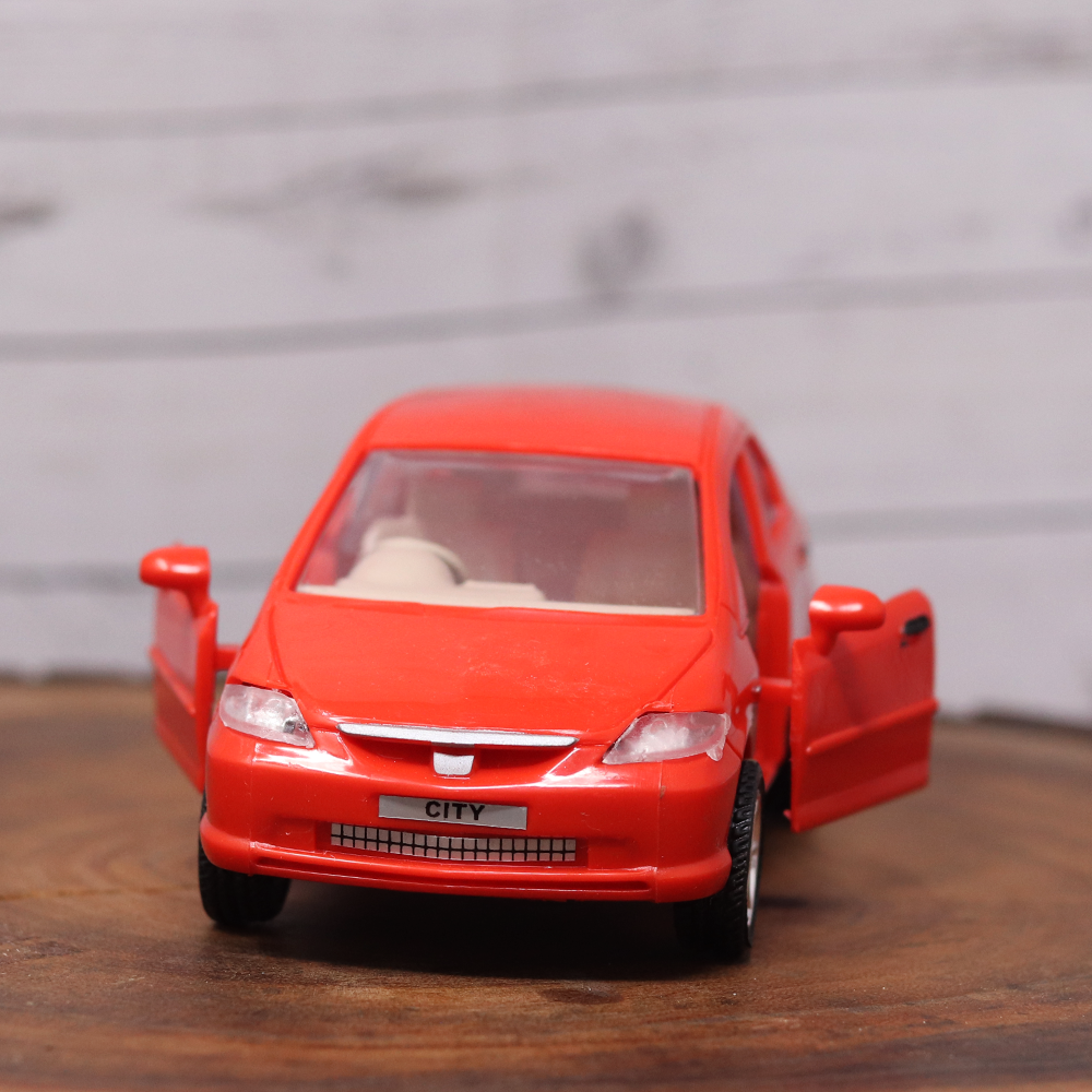 The miniature model of honda city toy car, with opening doors and a pull back feature.