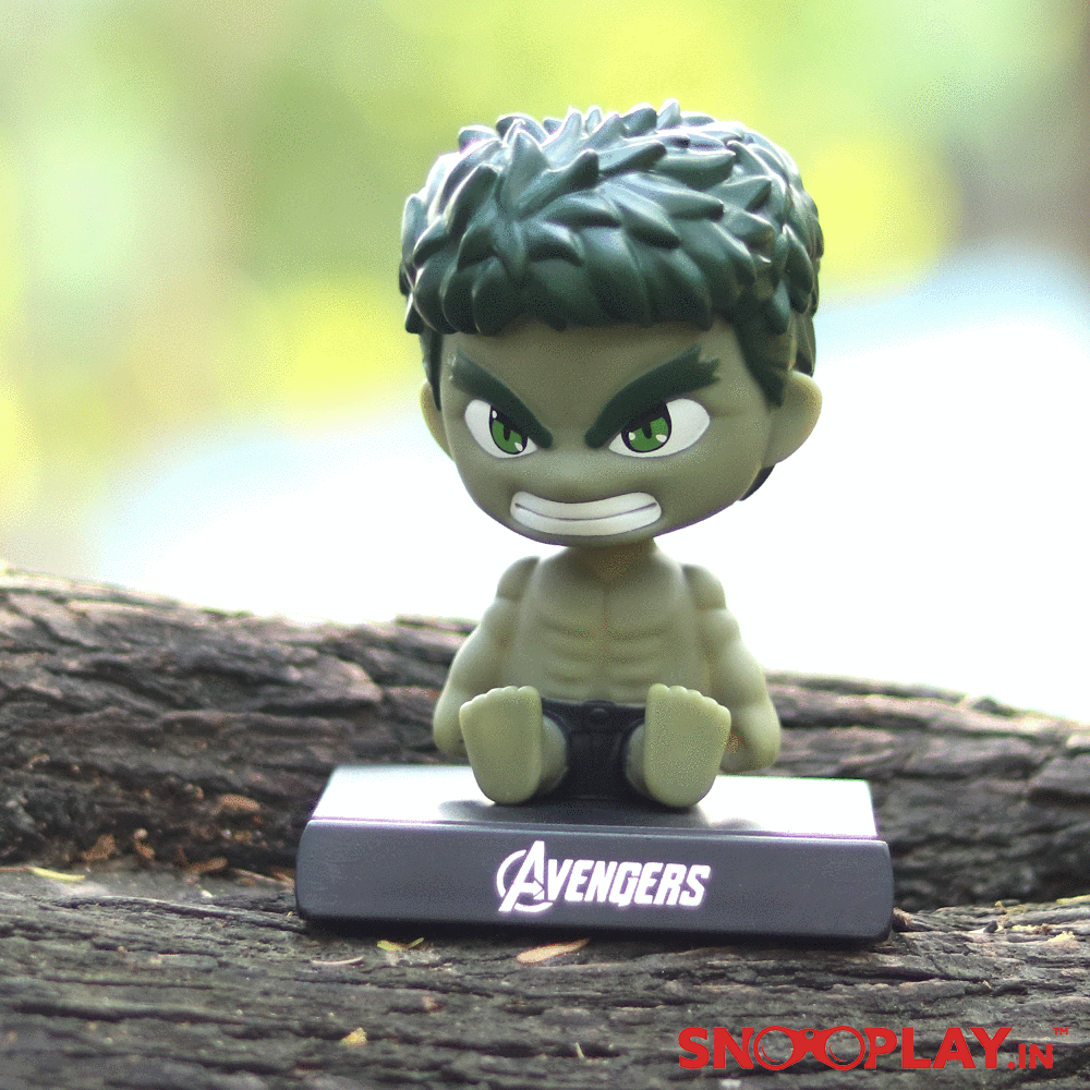 The incredible Hulk bobble head action figure GIF  with its moving head. that is perfect for decoration.