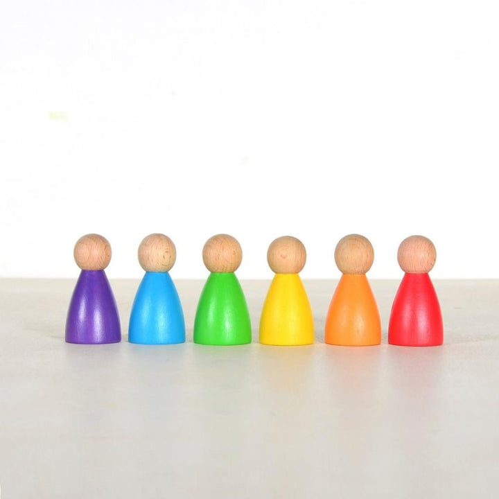 6 Rainbow Peg Dolls Set