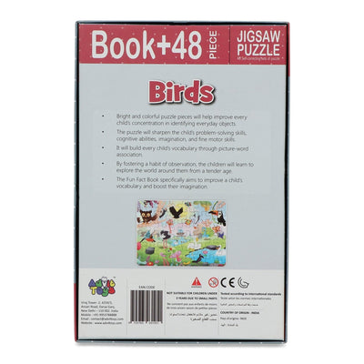 Birds - Jigsaw Puzzle (48 Piece + Educational Fun Fact Book Inside)