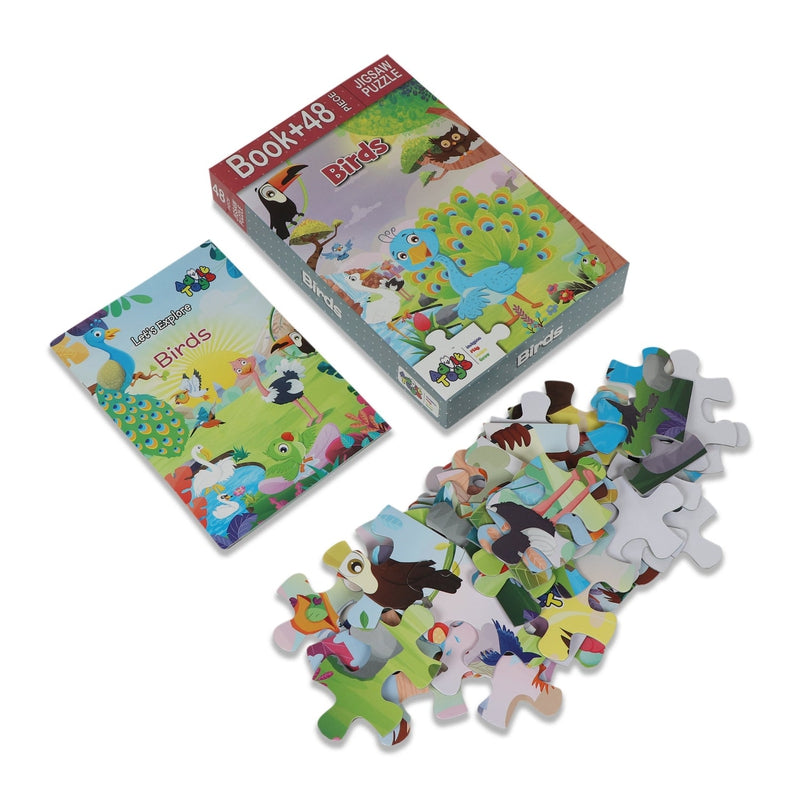 Birds - Jigsaw Puzzle (48 Piece + Educational Fun Fact Book Inside)