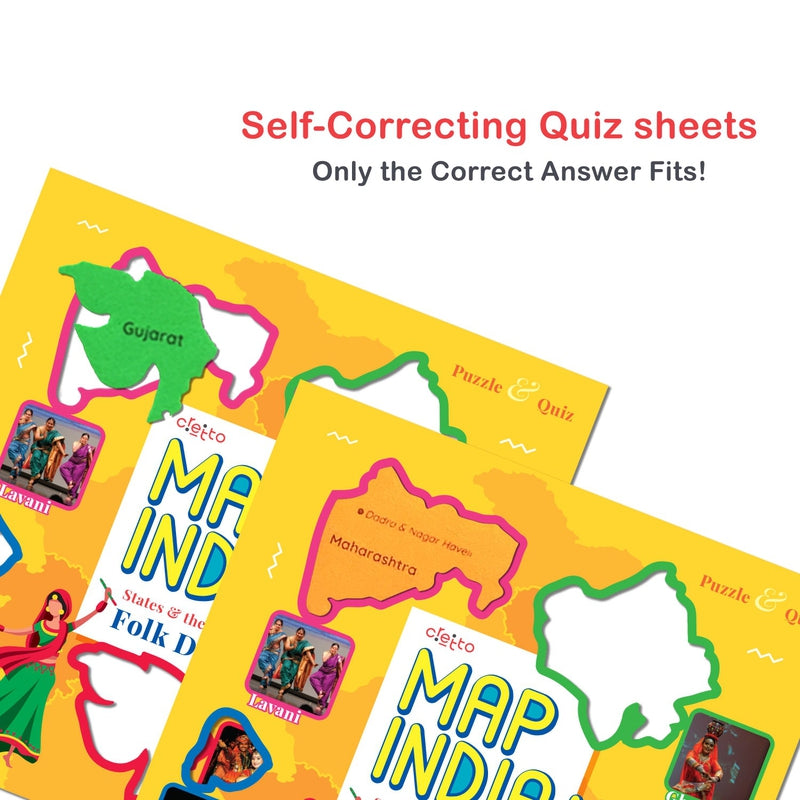 Map India Puzzle - 11 Self Mastery Interactive Quiz Sheets