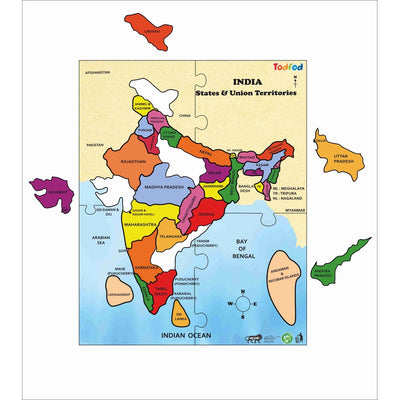 Wooden India Map States Jigsaw Puzzles, Geography for Kids & Children, Learning & Educational Toy