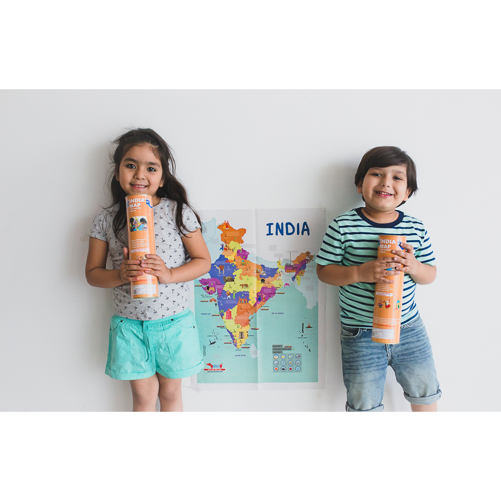 Indian Map with Reusable Stickers- Educational Game