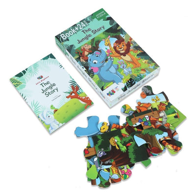 The Jungle Story - Jigsaw Puzzle (24 Piece + Educational Fun Fact Book)