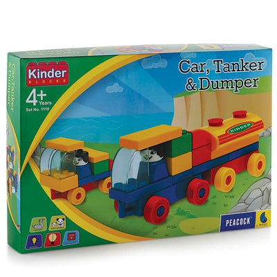 Kinder Blocks Car, Tanker & Dumper (Building Blocks Set) - 30 Pieces