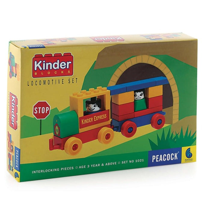 Kinder Blocks Locomotive Set (Building Blocks Set) – 18 Pieces