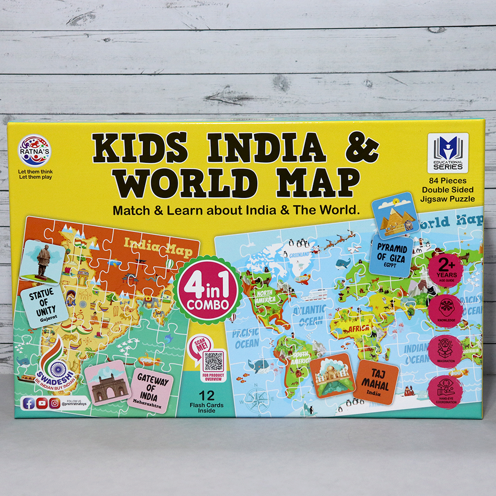 Kids India & World Map Puzzle (4 in 1 combo puzzle)