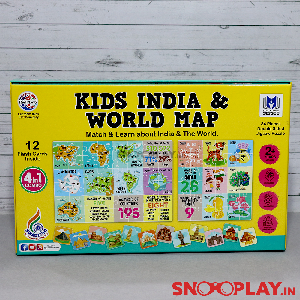 Kids India & World Map Puzzle (4 in 1 combo puzzle)