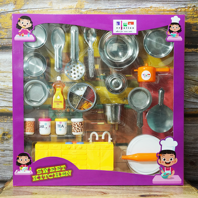 Kitchen play set for kids that makes a perfect little companion for your little one and keeps them occupied.