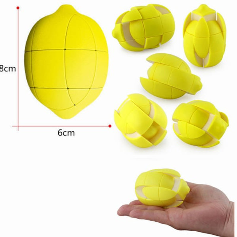 Brain IQ Teaser Lemon Cube Fruit Shape Puzzle Game Cube Educational Creative Puzzle Toys Gifts for Kids & Adults - Yellow