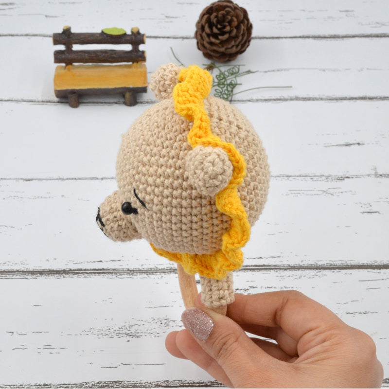 Crochet lion Rattle Cum Soft Toys - Yellow