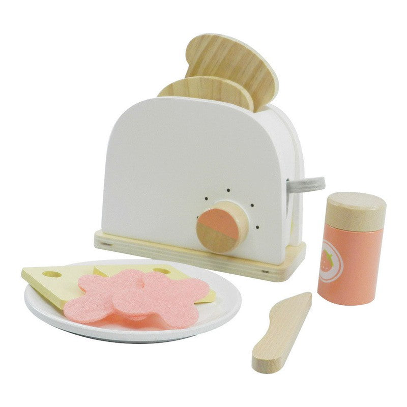 Little Toasty Toy Kitchen Wooden Pop-Up Toaster Play Set (10 Pcs)